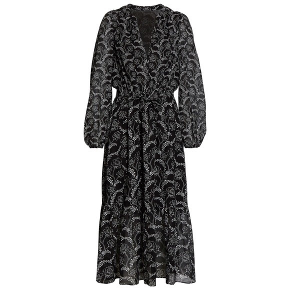 A.L.C. Kate Dress Long Sleeve Black Floral Maxi Sz 0 ALC - Picture 2 of 3